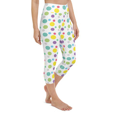 Cheerful Polka Dots Yoga Capri Leggings | Fitness Capri Leggings, lioness-love