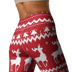 Retro Christmas Deer Yoga Leggings