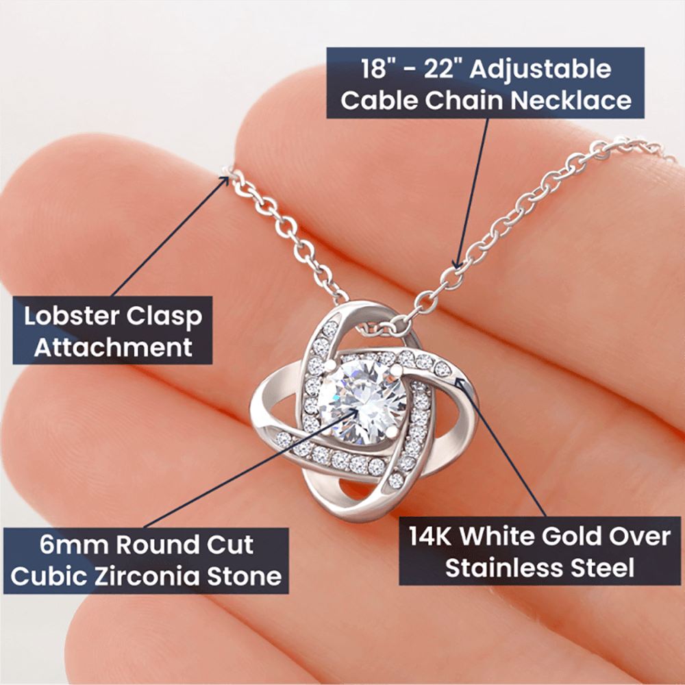 Love Knot Cubic Zirconia Crystal Necklace Representing Your Unbreakable Bond