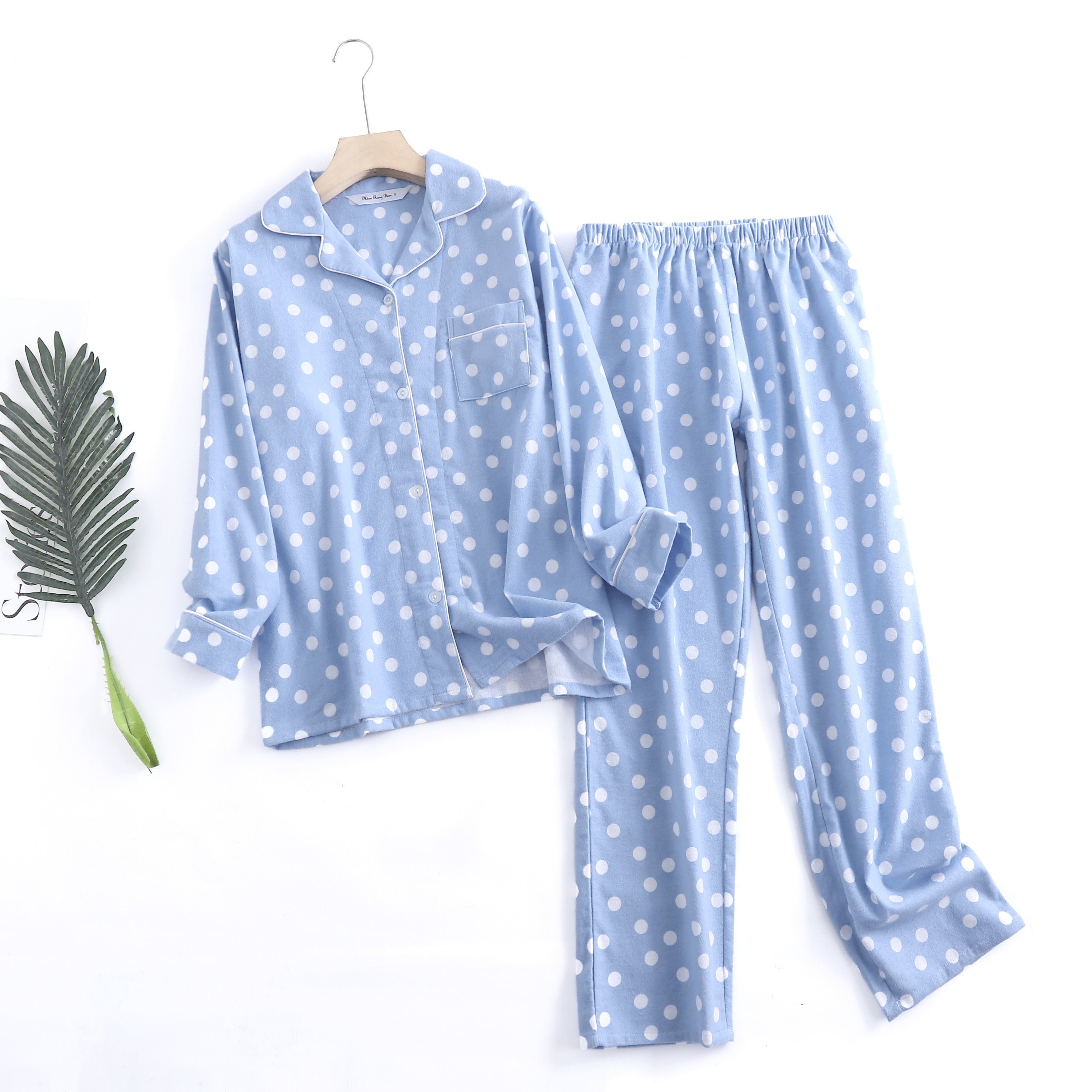 Women's Cotton Simple Pajama Suit Lapel pajamas Long sleeve pajamas Knitted pajamas Modal cotton pajamas night wear