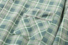 Long-sleeved Trousers And Brushed Plaid Pajama Set Lapel pajamas  Modal cotton pajamas male night wear