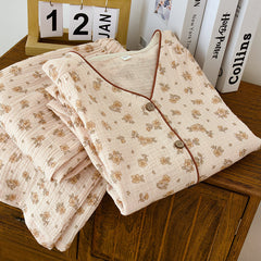 New Crepe Pajamas Spring Summer Cotton Gauze Home wear