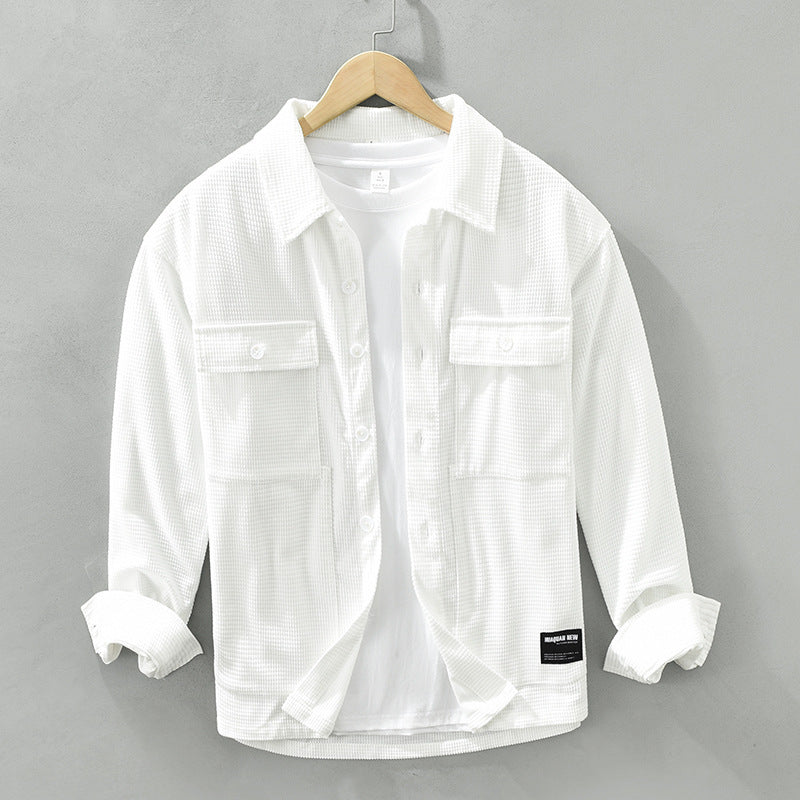 Waffle Long Sleeve Shirt | Japanese Style Workwear Top