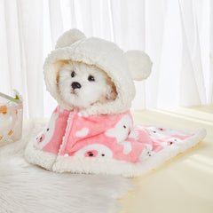 Dog & Cat Warm Flannel Hooded Shawl Pajamas