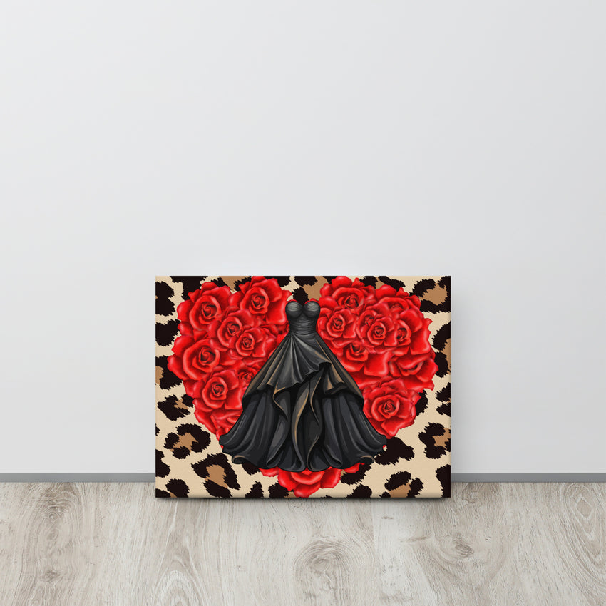 Dress, Rose Heart and Animal Print Fashion Canvas lioness-love