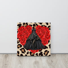 Dress, Rose Heart and Animal Print Fashion Canvas