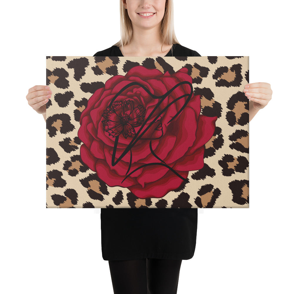 Rose, Fashion Woman and Animal Print Canvas