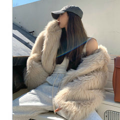 Cozy Casual Hooded Warm Faux Fur Jacket