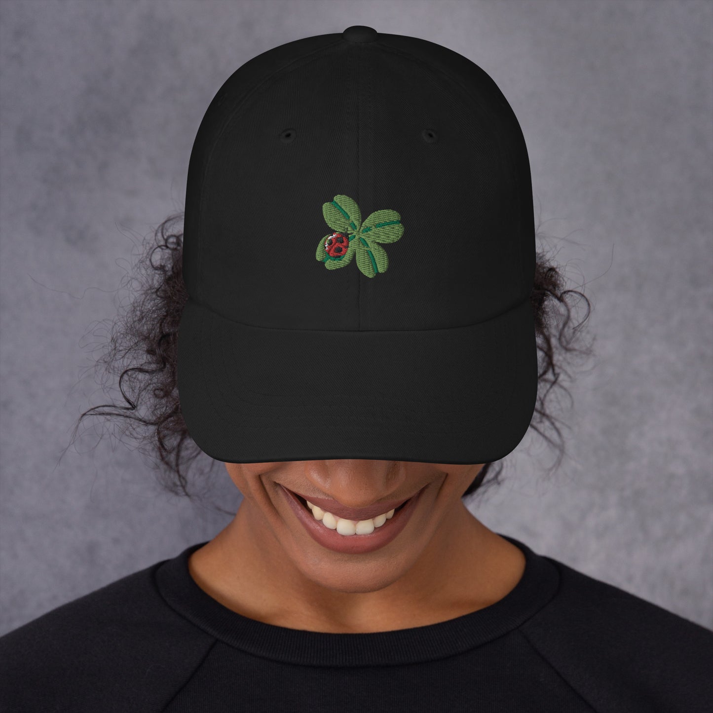 Four Leaf Clover & Ladybug Embroidered Dad Hat, lioness-love