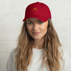 "Radiant Vibes: Smiley Face Embroidered Dad Hat" ,lioness-love