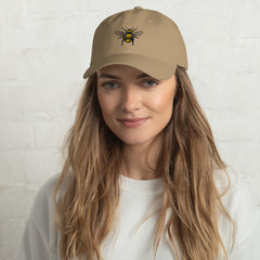 Buzzworthy Chic Cute Bee Embroidered Dad Hat, lioness-love