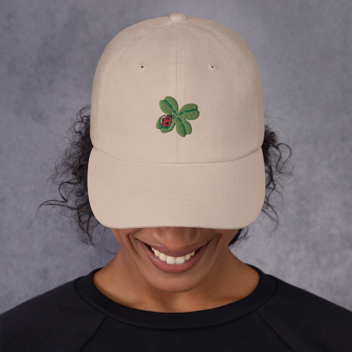 Four Leaf Clover & Ladybug Embroidered Dad Hat, lioness-love