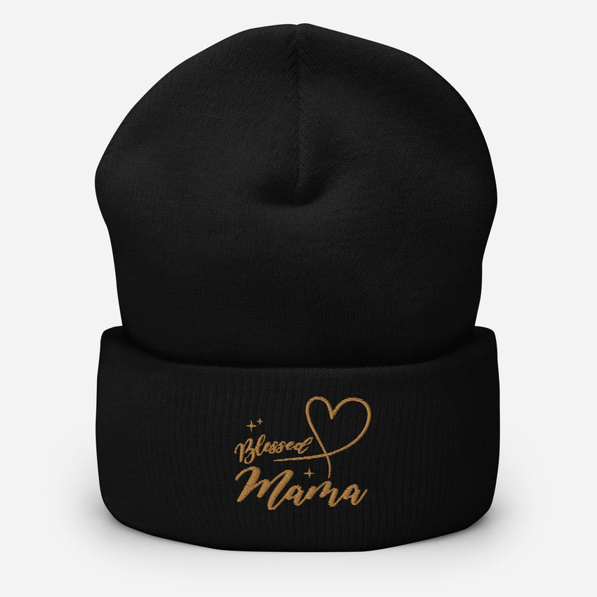 Blessed Mama embroidered cuffed beanie