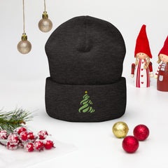 Christmas Tree embroidered cuffed beanie