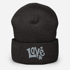 Love embroidered cuffed beanie