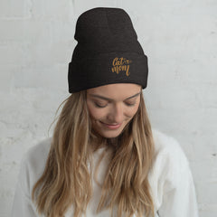 Cat Mom embroidered cuffed beanie