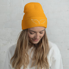 Angel Wings embroidered cuffed beanie