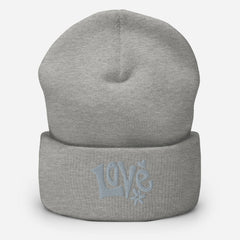 Love embroidered cuffed beanie