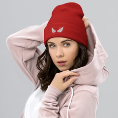 Angel Wings Halo embroidered cuffed beanie