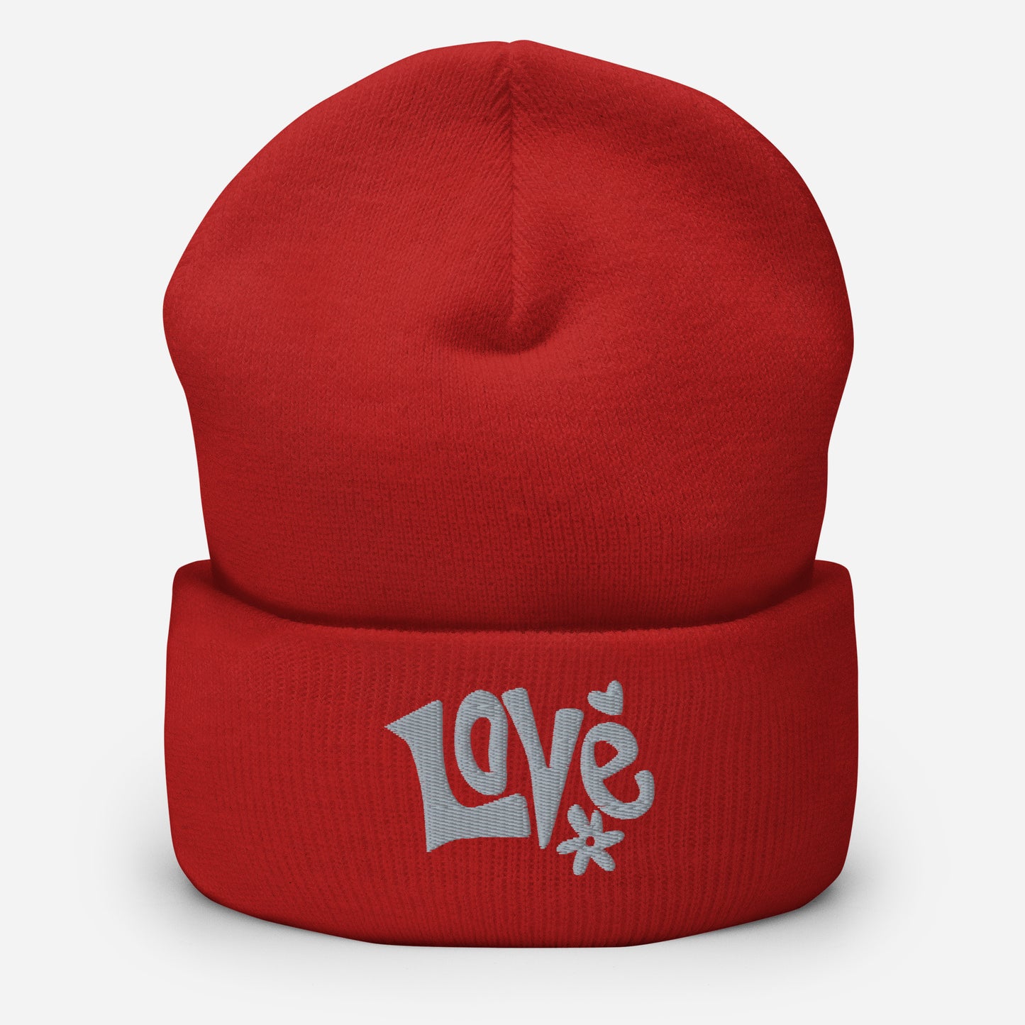 Love embroidered cuffed beanie