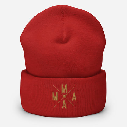Mama Embroidered Cuffed Beanie, lioness-love