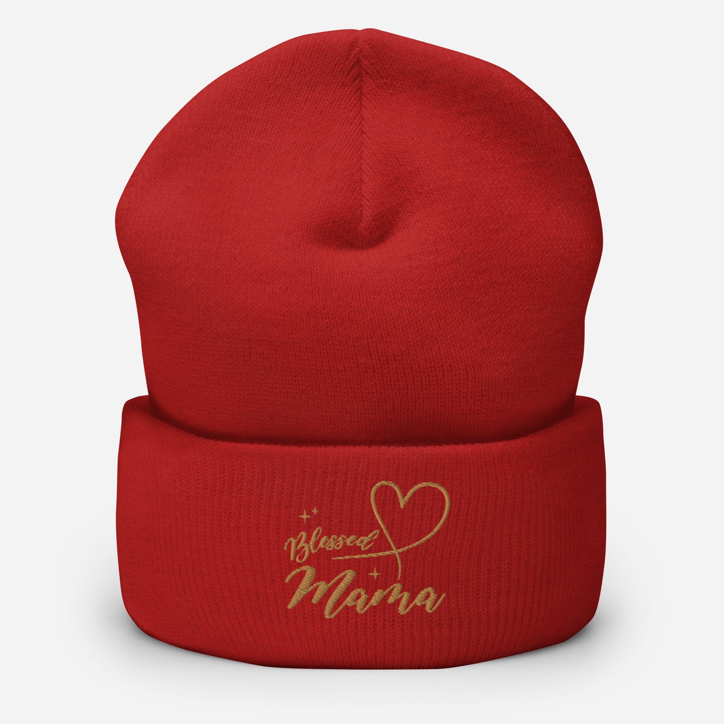 Blessed Mama embroidered cuffed beanie, lioness-love