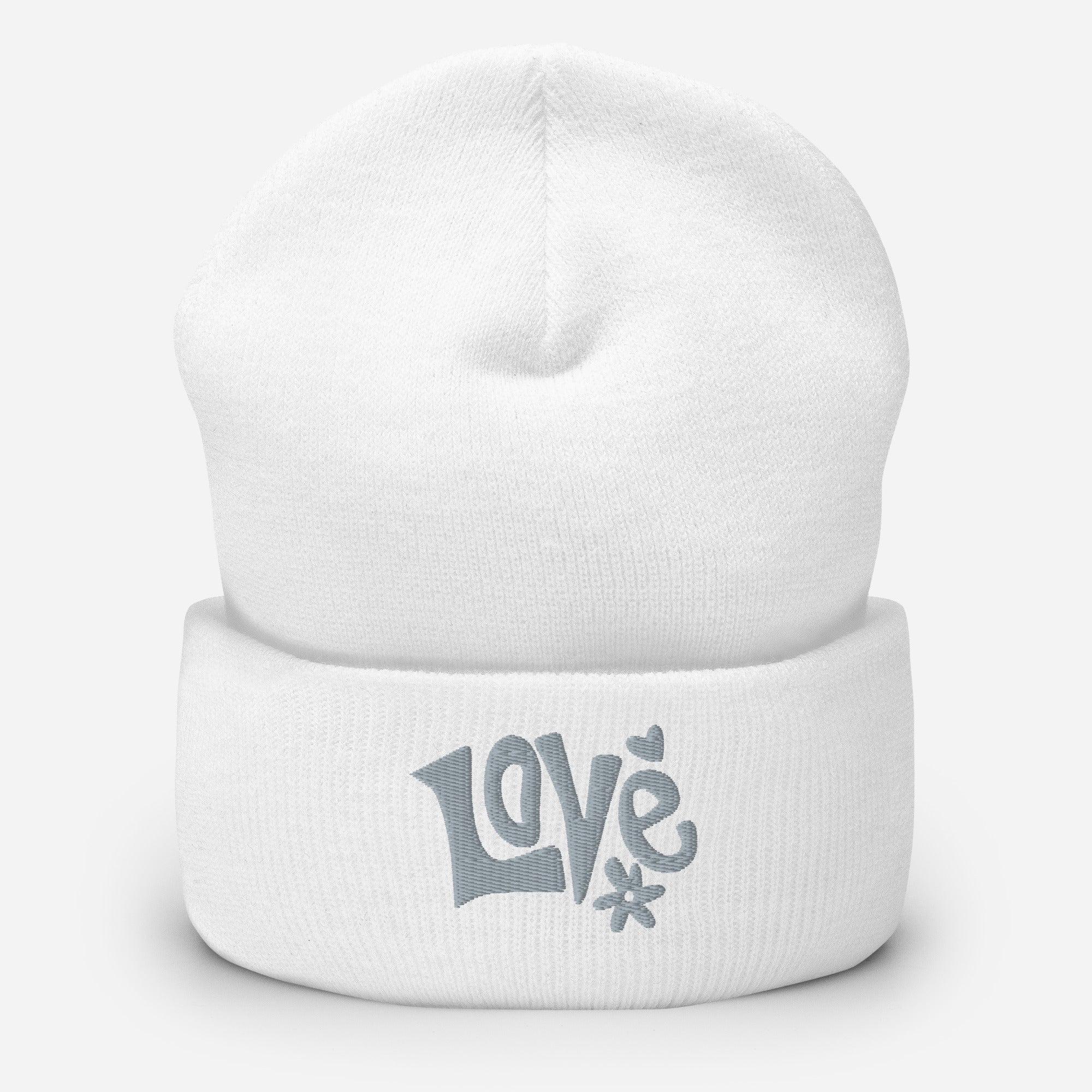 Love embroidered cuffed beanie