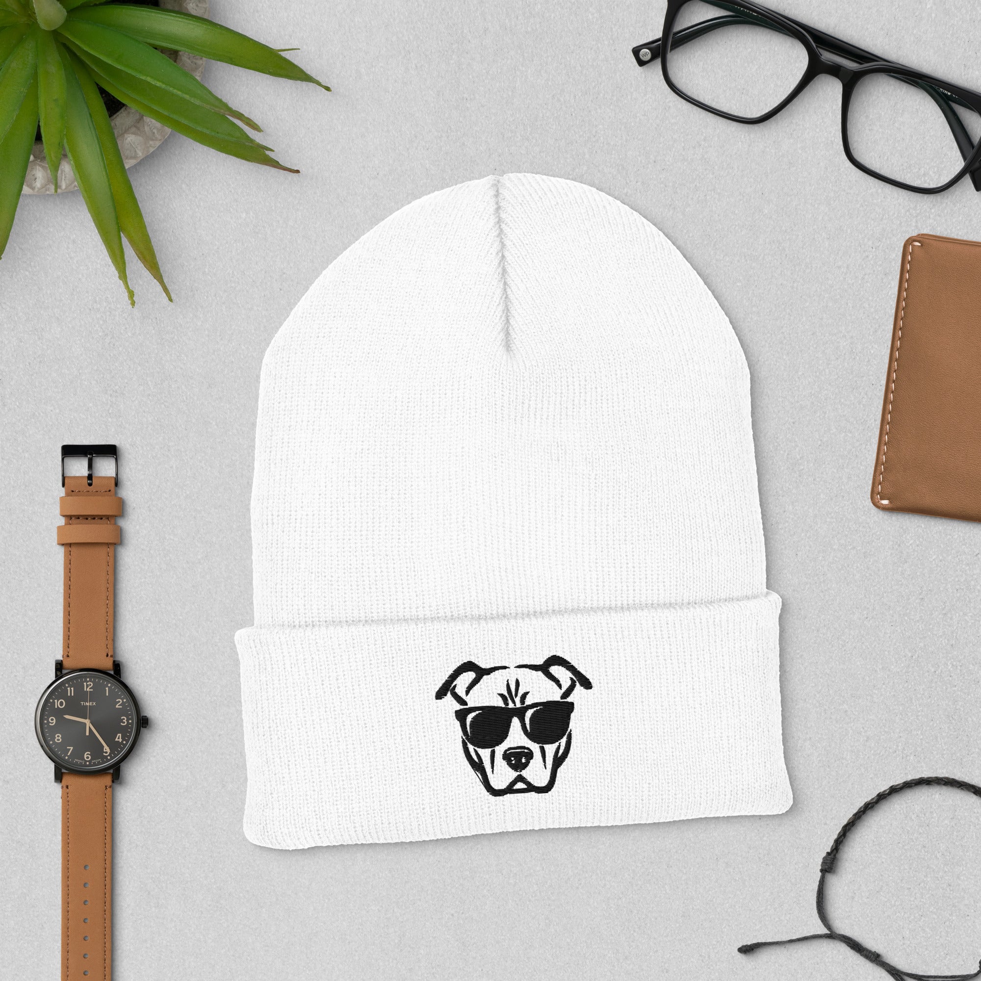 Cool Dog embroidered cuffed beanie