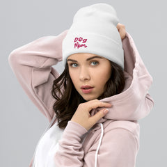 Dog Mom embroidered cuffed beanie