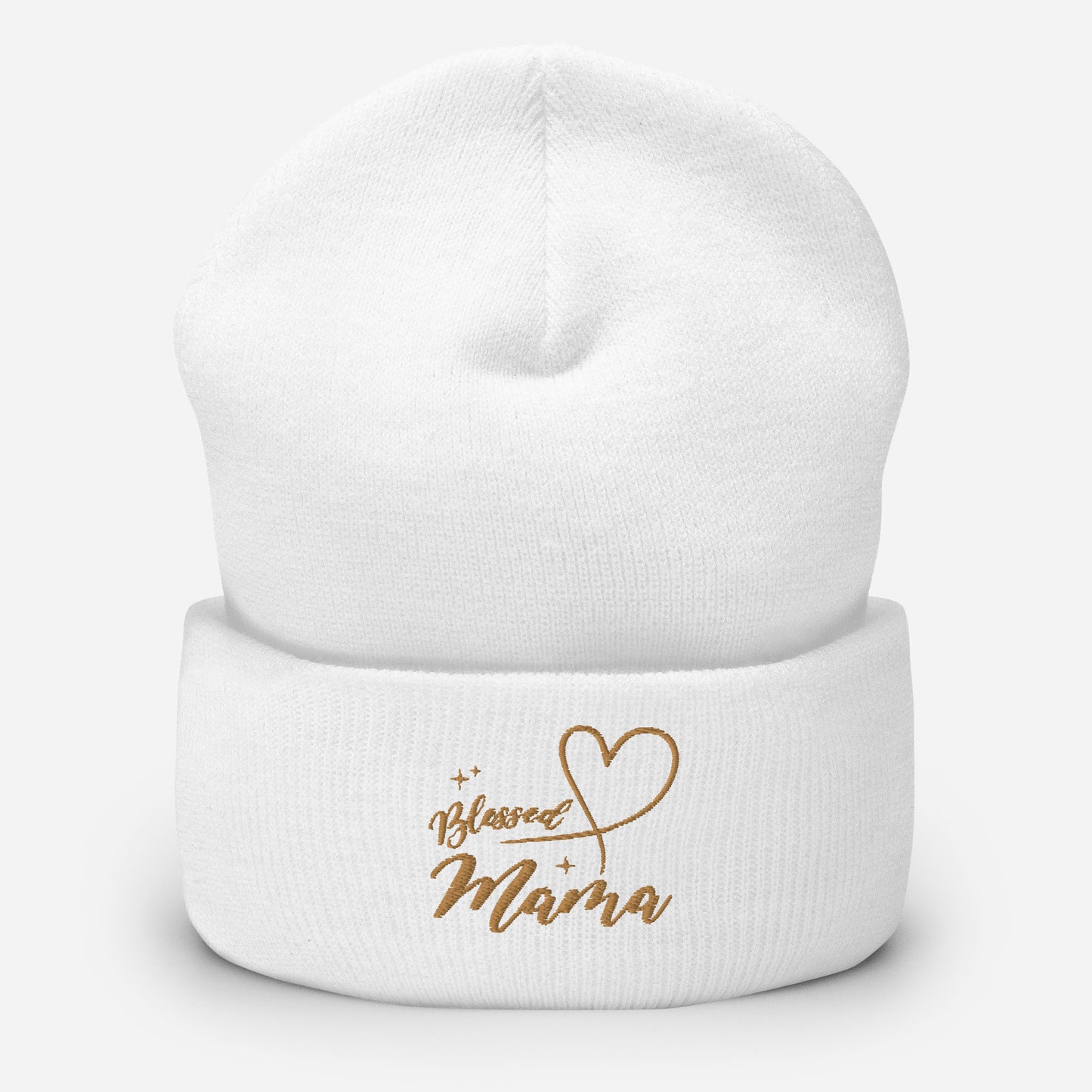 Blessed Mama embroidered cuffed beanie, lioness-love