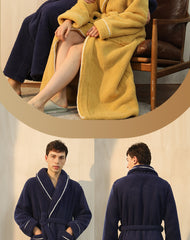 Luxurious Men's Bathrobe Comfort Cotton Velvet Nightgown High Water Absorbency Bathrobe Kimono Robe