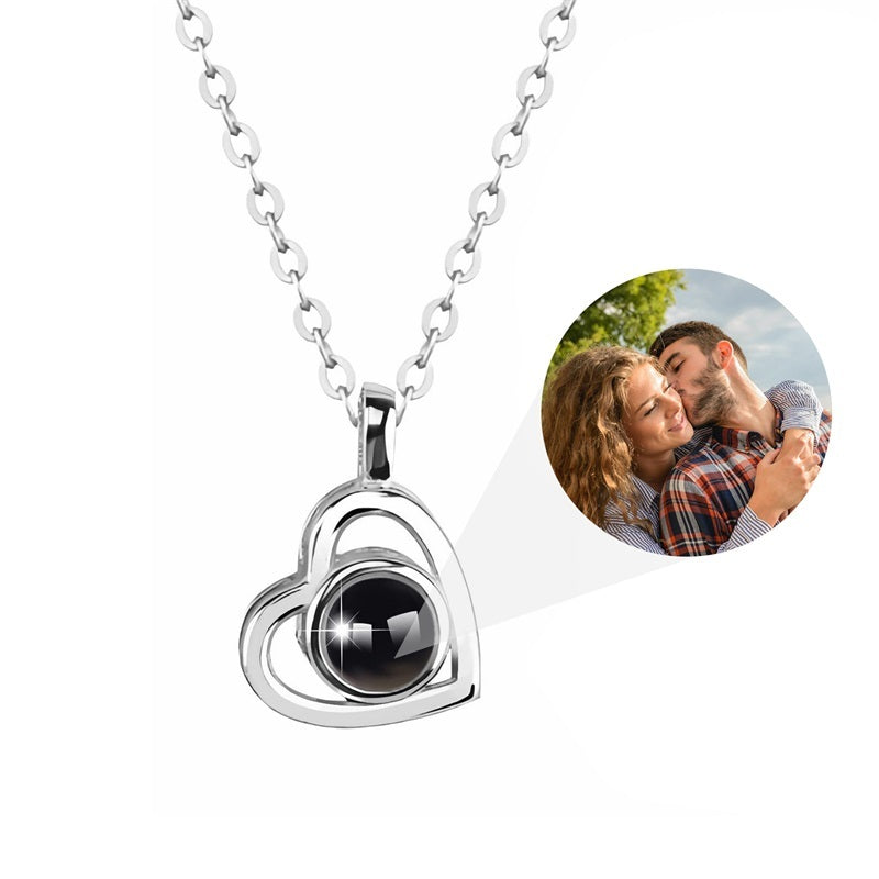 Custom Projection Infinity Heart Necklace & Personalized Photo Keychain Keepsake