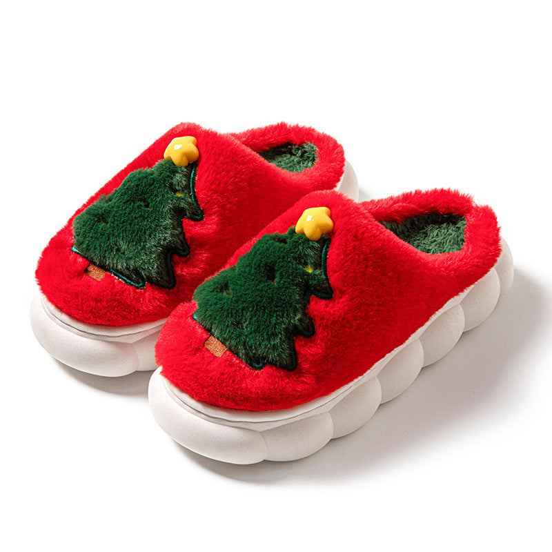 Cozy Christmas Tree Slippers Cotton Slippers Cartoon Cute Warm Cotton Shoes With Thick Soles Comfortable Indoor cotton slippers Cozy Footwear Warm Slippers lioness-love