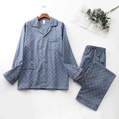 Brushed Cloth Long-sleeved Lapel Pajama Set Lapel pajamas  Modal cotton pajamas male night wear