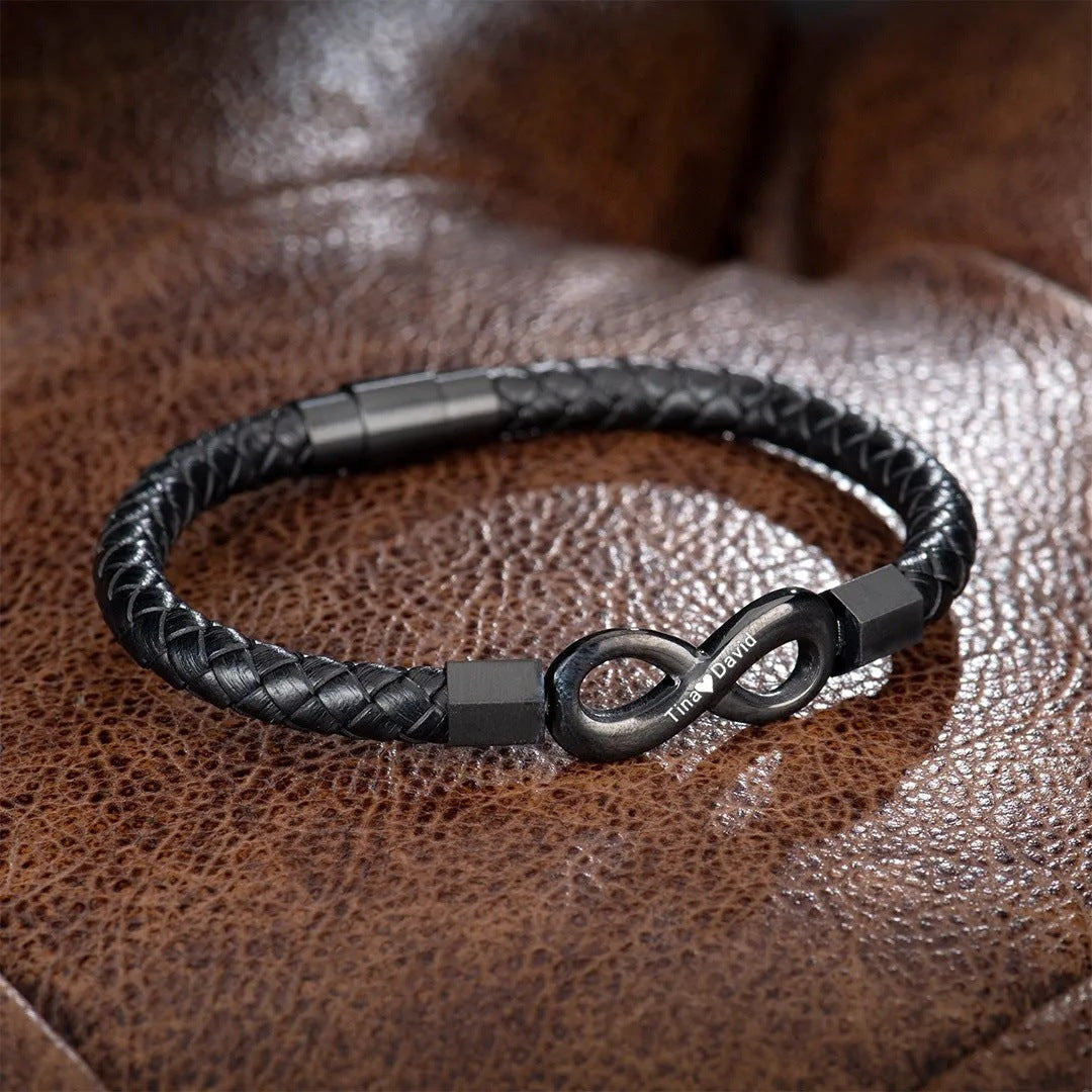 Customized Men's Leather Bracelets | Crown, Infinity & Gift Options