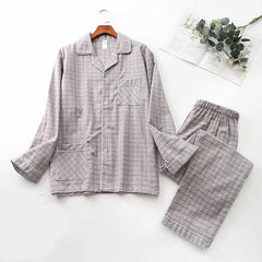 Brushed Cloth Long-sleeved Lapel Pajama Set Lapel pajamas  Modal cotton pajamas male night wear