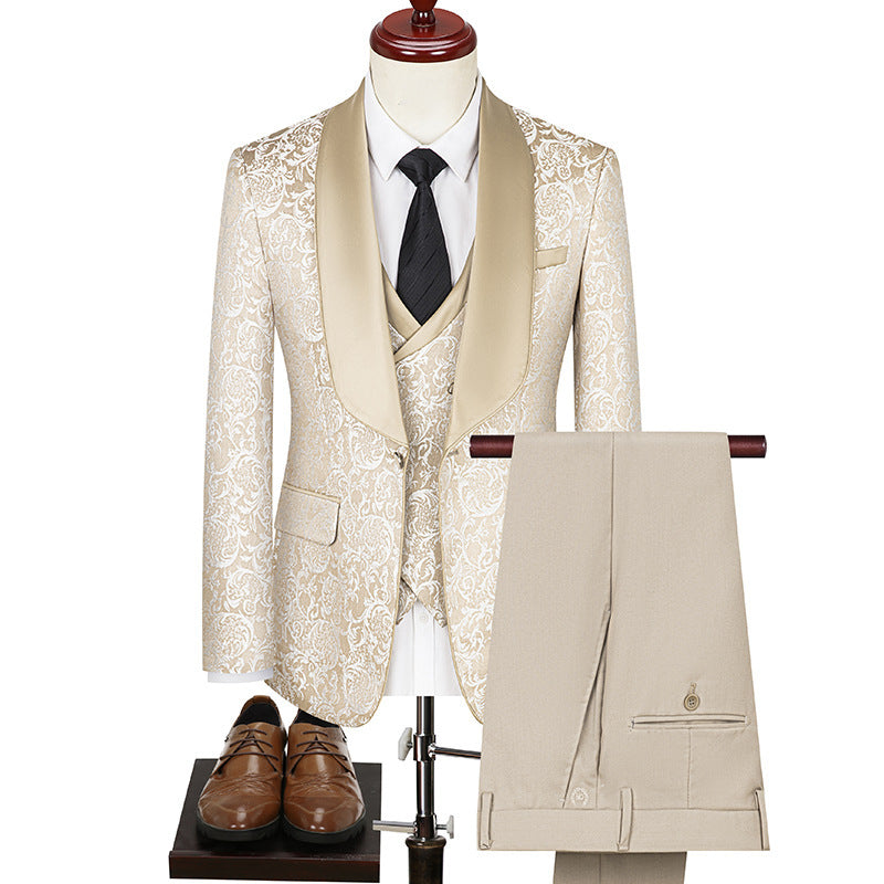 Men's Jacquard Suit Wedding Dress Groom Suit Suit Host Performance Costume, lioness-love