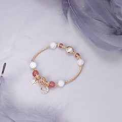 Bardo Crystal Bracelet Strawberry Quartz White Moonlight