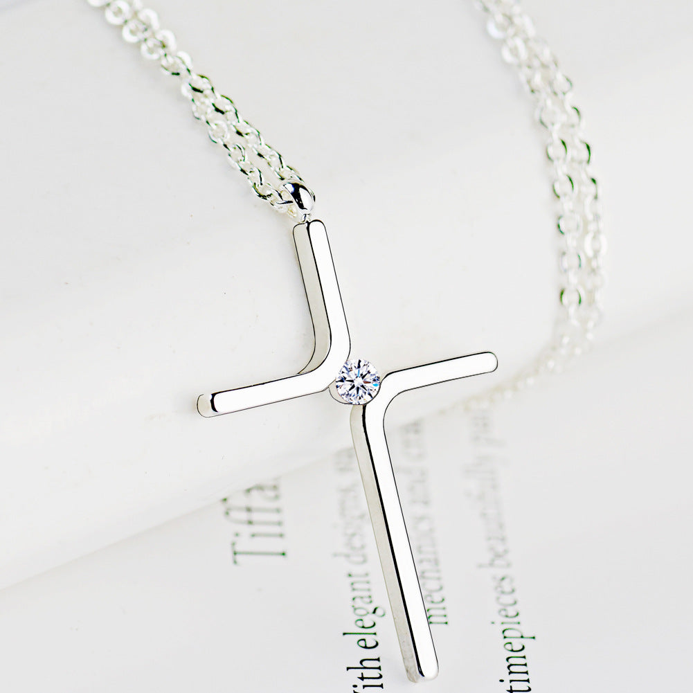 Cross Pendant New Simple Necklace Titanium Steel Plating