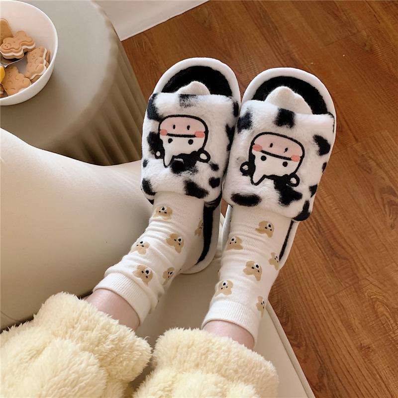 Student Plush Cow Cotton Slippers Comfortable Indoor cotton slippers Cozy Footwear Warm Cotton Slippers Unisex cotton Slippers couples cotton footwear, lioness-love