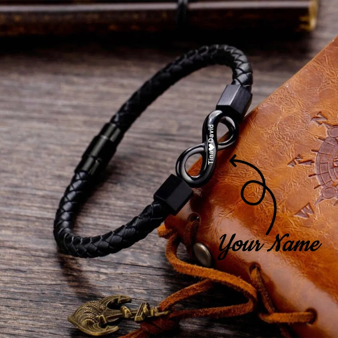 Customized Men's Leather Bracelets | Crown, Infinity & Gift Options