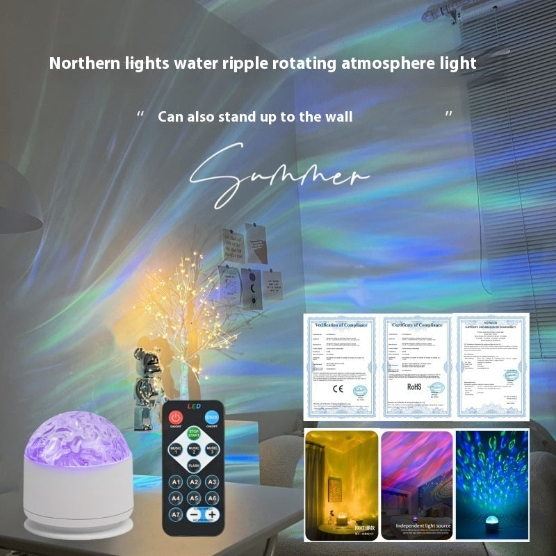 Rotating Polar Light Water Ripple Ambience Light USB 16 Colors Gradual Underwater Projector Light with Remote Control for Bedroom/Bar/Restaurant