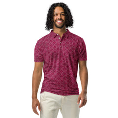 Men’s Slim Fit Polo Shirt in Burgundy, lioness-love