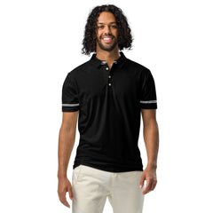 Men’s Slim Fit Polo Shirt in Black White Trim, lioness-love