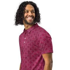 Men’s Slim Fit Polo Shirt in Burgundy, lioness-love