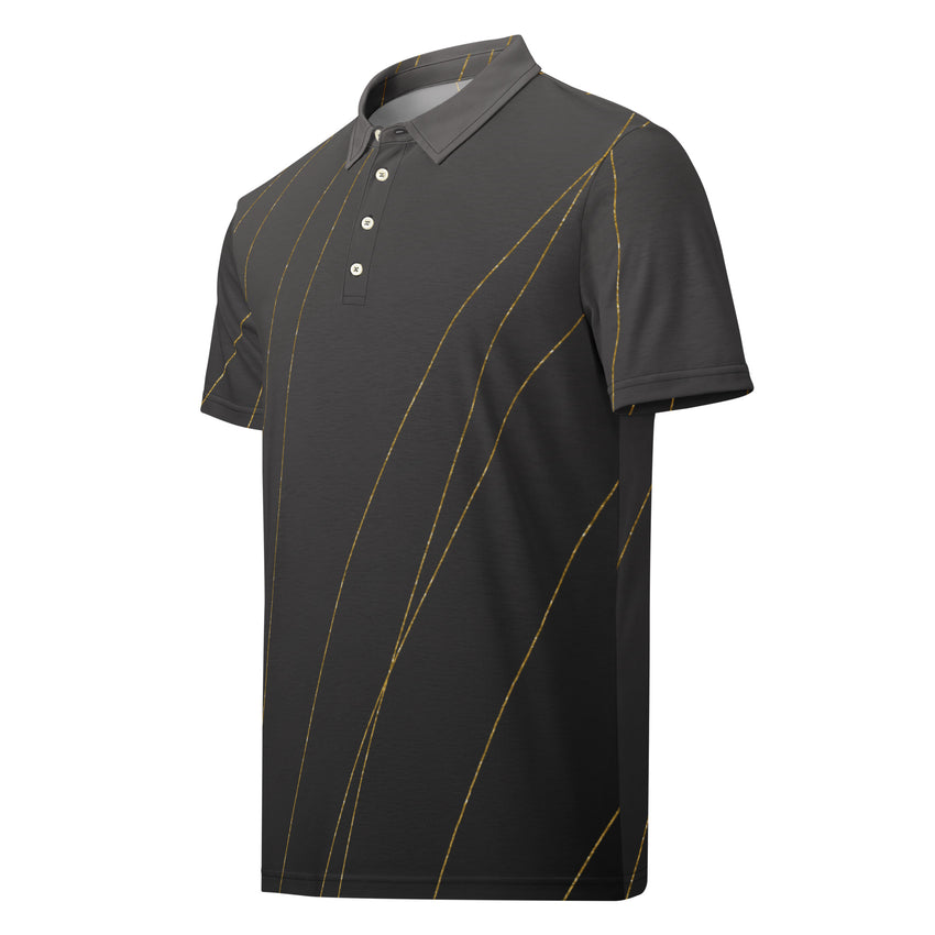 Men’s Slim Fit Polo Shirt, Designer Off Black Gold Crackle, lioness-love