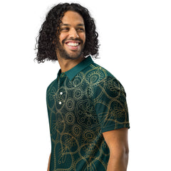 Men’s Slim Fit Polo Shirt Elegant Mandala, lioness-love