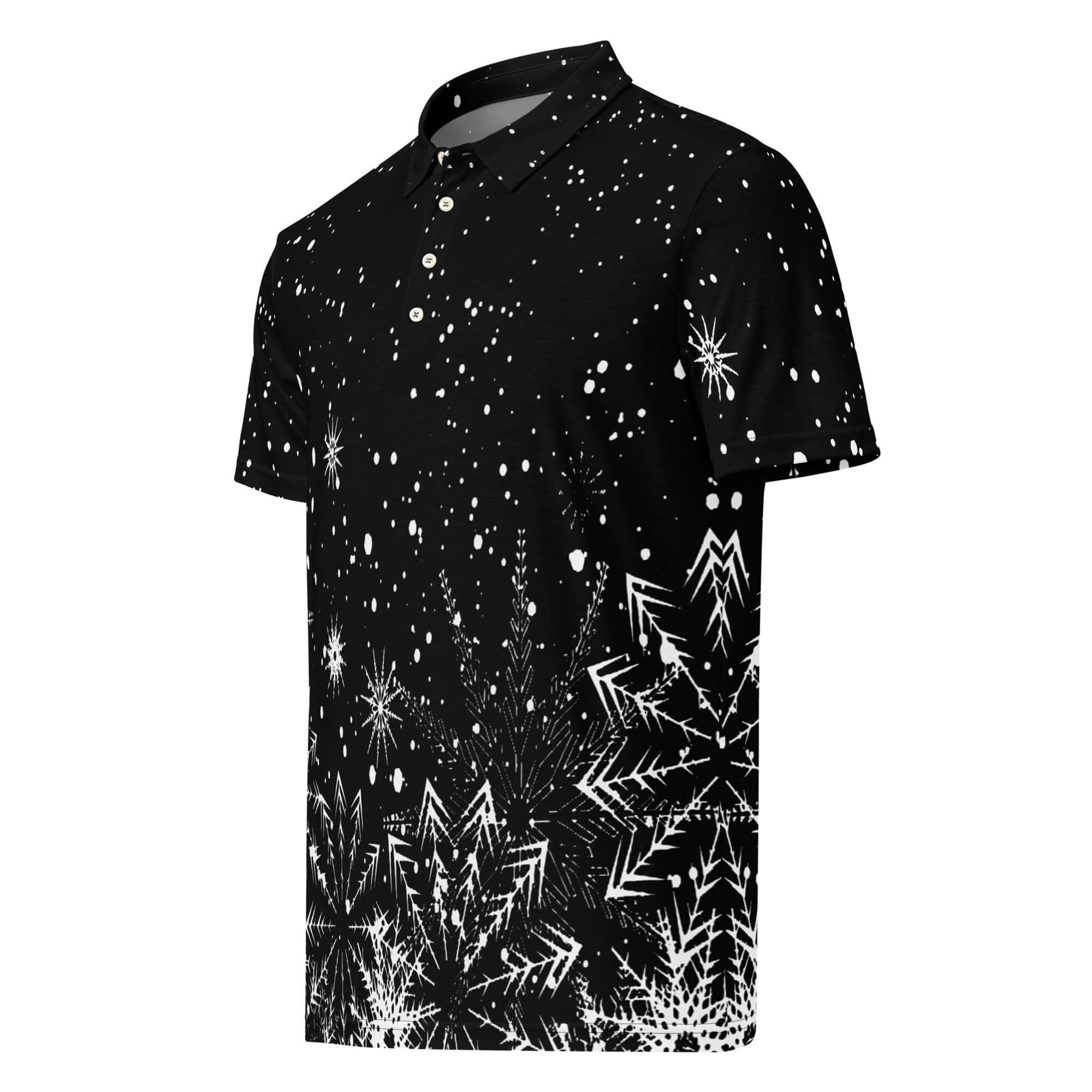 Men’s Slim Fit Polo Shirt Snow Flakes Design, lioness-love