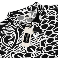 Men’s Slim Fit Polo Shirt in Elegant Black and White Design, lioness-love