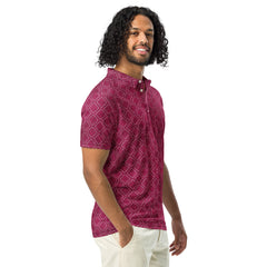 Men’s Slim Fit Polo Shirt in Burgundy, lioness-love